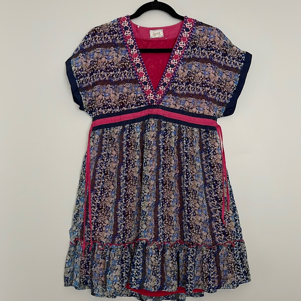 Sweet by Miss Me Floral Chiffon Bohemian Mini Dress Cover Up Size XS